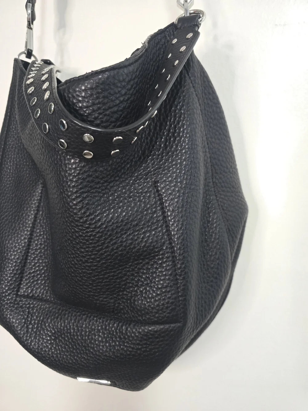Rebecca Minkoff Black Pebbled Leather convertible hobo bag